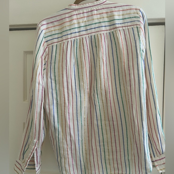 GAP Crinkle Gauze metallic rainbow stripe shirt - Picture 5 of 6